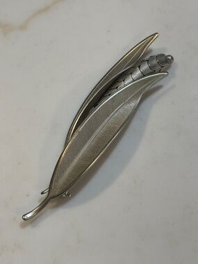 Vintage Silver Leaf And Wheat Brooch